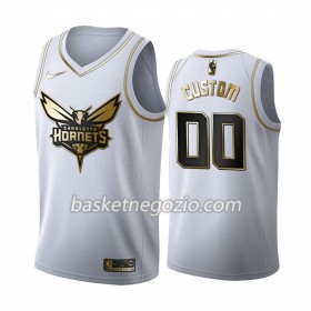 Canotte Uomo Charlotte Hornets Personalizzate 2019-20 Nike Bianco Golden Edition Swingman